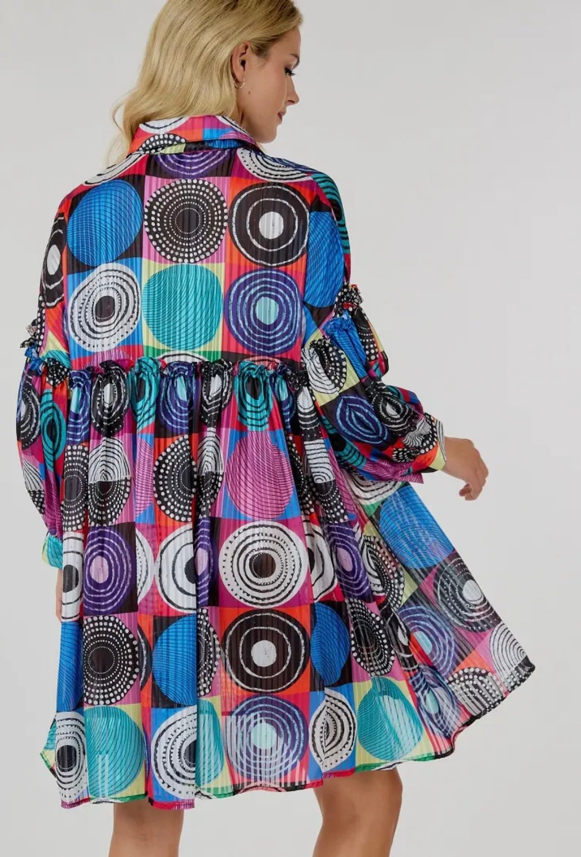 Keona Print Pleated Loose Dress