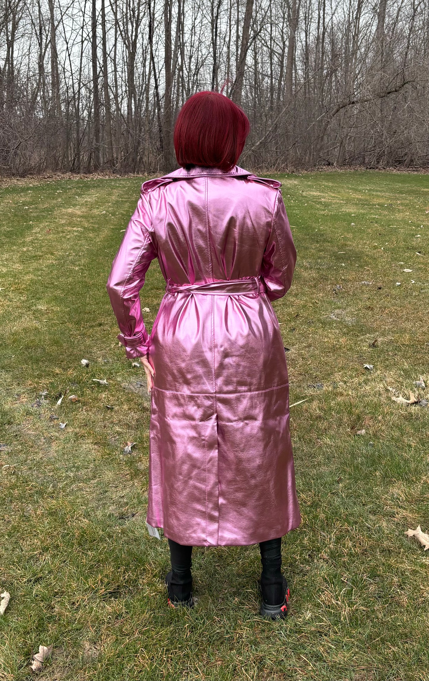 Tisha Metallic Trench w/belt