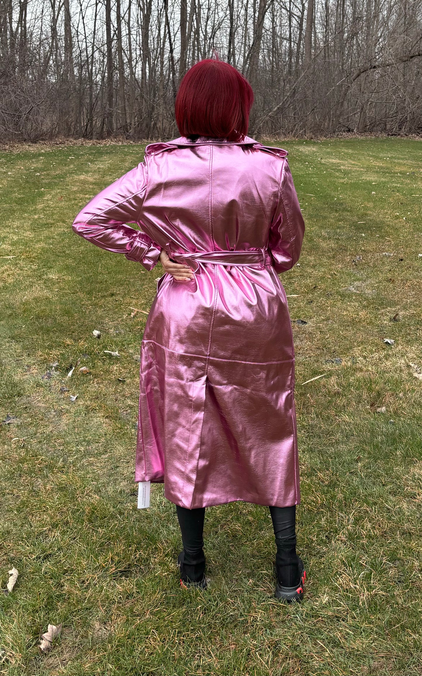 Tisha Metallic Trench w/belt