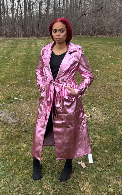 Tisha Metallic Trench w/belt